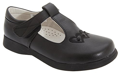Boulevard Girls T Bar Touch Fastening Shoes - Black Patent PU, Small Kids UK 12 / EU 31