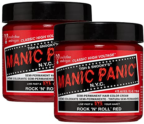 Manic Panic Rock'N'Roll Red Classic Creme, Vegan, Cruelty Free, Semi Permanent Hair Dye 2 x 118ml