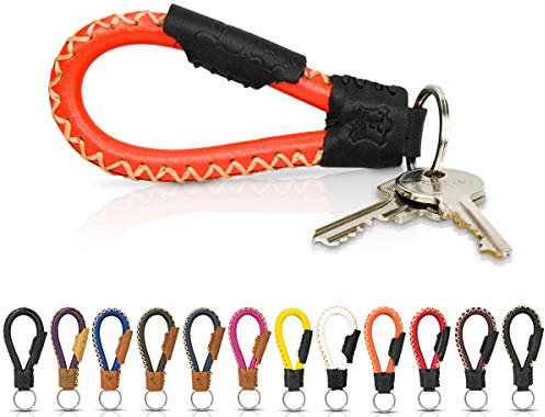 Tumatsch Schlüsselanhänger Bangkok aus Echt-Leder, Fair-Trade (Orange & Schwarz)