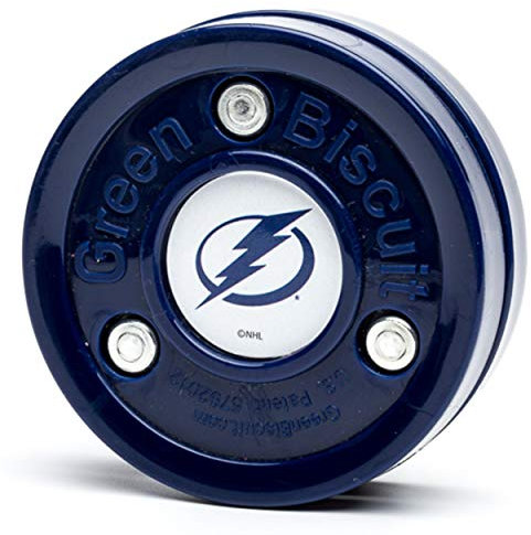 Green Biscuit NHL Pucks - Tampa Bay Lightning - Hockey Training Puck, Stays Flat, Passing/Handling Street Hockey
