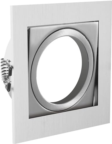 GTV Einbaustrahler VILA Inox quadratisch schwenkbar IP20 Deckenstrahler aus Stahl GU10 LED Spot max. 50W für Wohnzimmer Büro Küche Flur modern