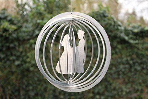Manufaktur Lichtbogen Edelstahl Windspiel Kreis Brautpaar - Hochzeitsgeschenk - 19 cm