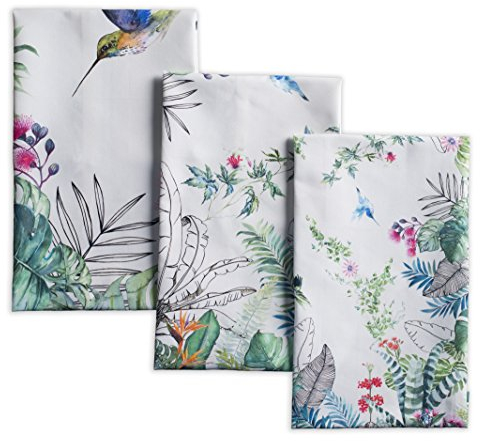 Maison d' Hermine Tropiques 100% Baumwolle Set von 3 Multi-Purpose Küchenhandtuch | Bar Handtücher | Frühling/Sommer (50 cm X 70 cm)