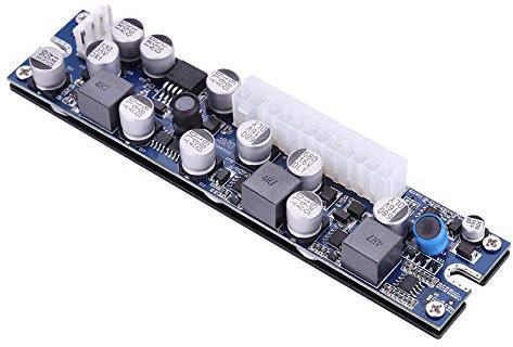 ASHATA Módulo de AlimentaciónMódulo de Potencia sin VentiladorDC PSU para Mini Placas Base ITX.24 Pines ATX a 12V AUX DC/SATA Power/4 Pines Cable de Alimentación