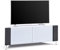 MDA Designs CORVUS Corner-Friendly Gloss White Contemporary Cabinet with Black Profiles White BeamThru Glass Doors Suitable for Flat Screen TVs up to 50