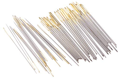 50-Teiliges Set Große Öse Sticknadeln, Silberne & Goldene Handnähnadeln für Stickerei, Nähen & Basteln