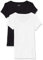 Amazon Essentials Women's Slim-Fit Cap-Sleeve Scoop Neck T-Shirt, Pack of 2, Black/White, XXL