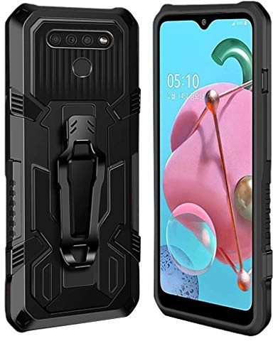 xinyunew Hülle Kompatibel mit LG K41S/K51S, Stoßfest Outdoor Handy Case Militärstandard Schutzhülle Robust Stürzen Heavy Duty Gürtelclip Handyhülle für LG K41S/K51S- Schwarz