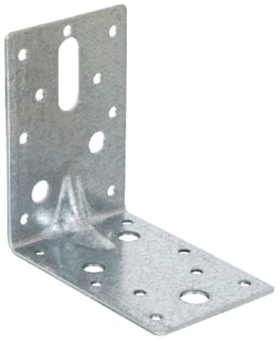 90mm x 90mm x 60mm (2.5mm Thick) Galvanised Steel Angle Bracket 90 Degrees Reinforced Elbow (for Use of Nails, Screws, Bolts and Coach Screws) (10)
