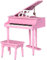 HOMCOM Kinderklavier aus Holz, 30 Tasten – Hocker und Notenständer – MDF Rosa