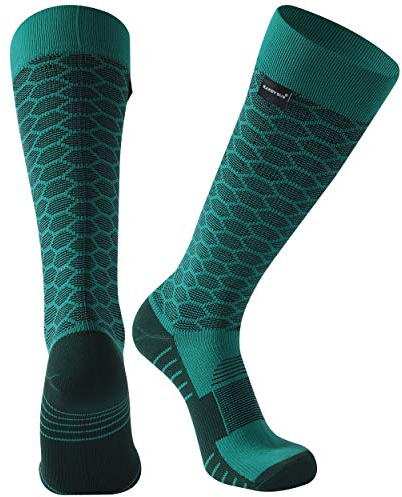 RANDY SUN Waterproof Breathable Long Socks, Unisex Cold Weather Winter Warm Dry Outdoor Hiking Skiing Cycling Running Trekking Rowing Knee Length Socks,Ocean S