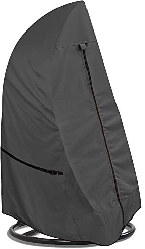 Porch Shield Patio Hanging Egg Chair Cover - 600D Waterproof Outdoor Single Seat Wicker Swing Egg Chair with Stand Protector, Black