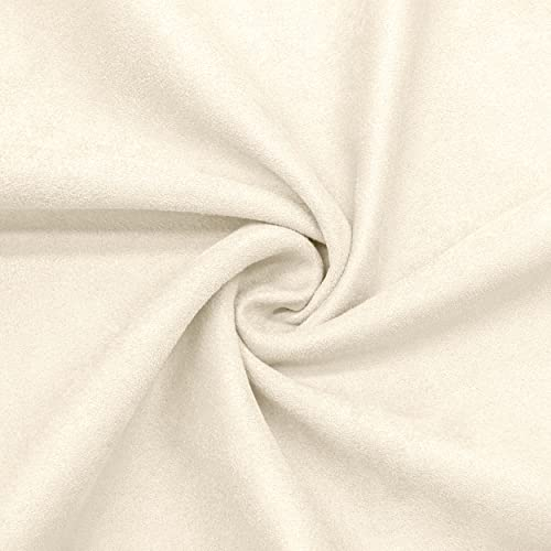 DESHOME Teknofibra - Stoff als Meterware aus schmutzabweisend Microfaser-Wildleder Stoff für Sofas, Kissen, Polster Weiße Creme 1 Meter