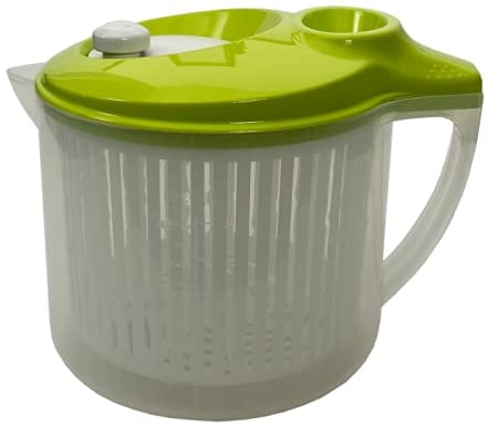 Snips Wash&Dry Salatschleuder, 3 Liter, 0% BPA Kunstoff, Transparent mit grünem Deckel - Made in Italy