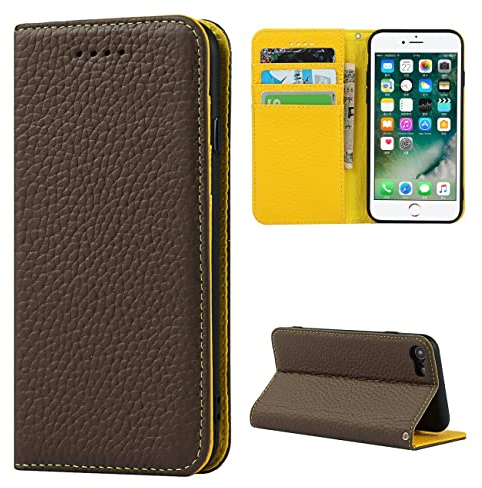 Copmob Phone Case iPhone 7 Plus/8 Plus,Flip Genuine Leather Wallet Case,[4 Slots][Magnetic closure][With Lanyard],Protective Cover Case for iPhone 7 Plus/8 Plus - Brown