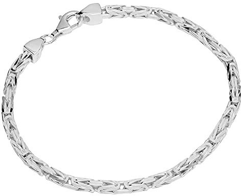 NKlaus Armband 925 Sterling Silber Königskette 19cm diamantiert, 1 Stück | Herren; Breite: 3mm; 17,5cm