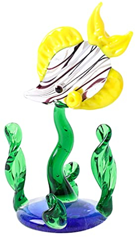 LLLucky Realistische Fisch Wasser Gras Pflanze Glas Statue Ornament Figuren Aquarium Dekor Stil E