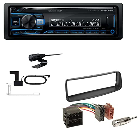Alpine UTE-204DAB 1 DIN Autoradio DAB+ Bluetooth USB AUX-IN passend für Peugeot 206 206CC 1998-2007 schwarz