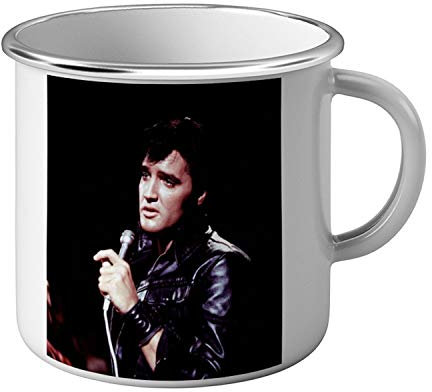Tasse, emailliert, Metall, Star berühmt, Elvis Presley, Sänger, Musik, Vintage 8