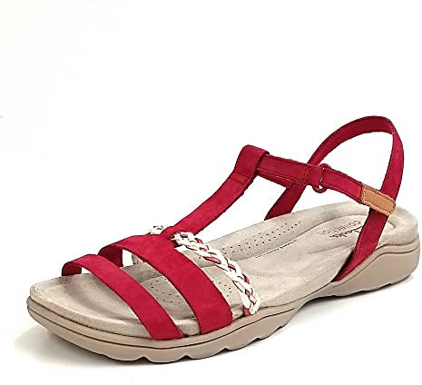 Clarks Women's Amanda Tealite Sports Sandal, Red Nubuck, 4.5 UK