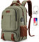 Tzowla Canvas Laptop Backpack Mens Womens,Vintage Travel Work Hiking Backpacks,School College Rucksack Fits 15.6 Inch Computer,Bookbag with USB Charging Port-Green