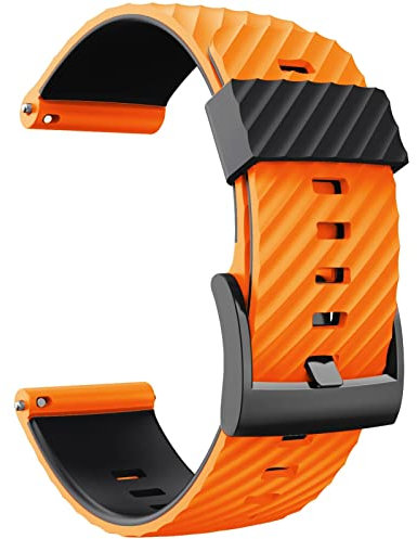 HAZELS 24 mm pour Suunto 7/Suunto D5 Bracelet de rechange en silicone pour montre connectée Suunto 9 Baro/Sport Wrist HR Baro (couleur : orange noir, taille : pour suunto 9 baro)