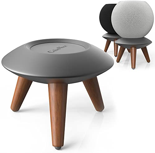 CubeNest HomePod Mini Halterung | Apple HomePod Mini Ständer hergestellt aus Holz und Aluminium | Standfuß für Apple Home Pod Mini | Gummiunterlagen für Gute Stabilität | Präzise Verarbeitung