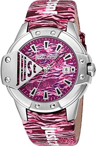 Just Cavalli Herren Analog Quarz Uhr mit Leder Armband JC1G260L0015
