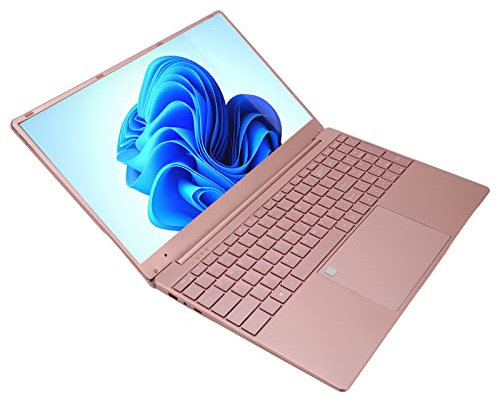 BAOK Ordinateur Portable de 15,6 Pouces, Lecteur d'empreintes Digitales Rose Gold Quad Core CPU IPS Screen Gaming Laptop pour l'école (12+512G Prise UE)