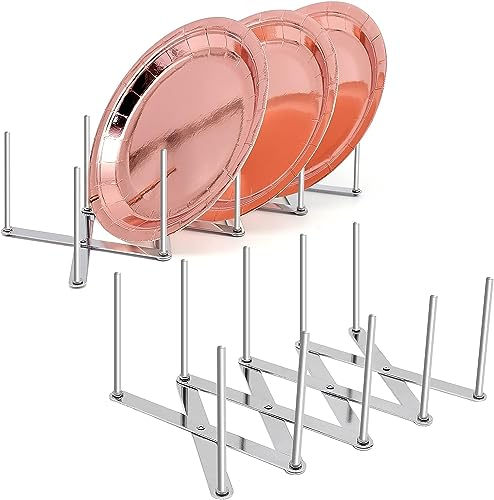 Norhogo 2 Stück Länge Verstellbar Spareribs Halter, Spareribs-Halter aus Edelstahl, Multifunktionales Teleskoplagerregal Dämpfer Abtropfgestell, Aufbewahrung Organizer für Pfannen, Töpfe, Deckel