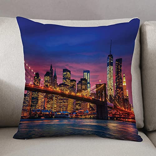 Kissenbezug 50 x 50 cm,New York, NYC, das Niemals schläft,Dekor Kissenhülle Kissenbezüge mit Verstecktem Reißverschluss, Couchkissen,Sofakissen Kopfkissenbezug