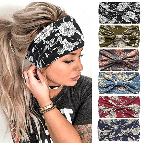 Mode-Stirnbänder für Frauen Haare Kopftücher Haarband Turban Blume Baumwolle Stirnbänder Breite Yoga Sport Stirnband Head Wrap (P6Flower)