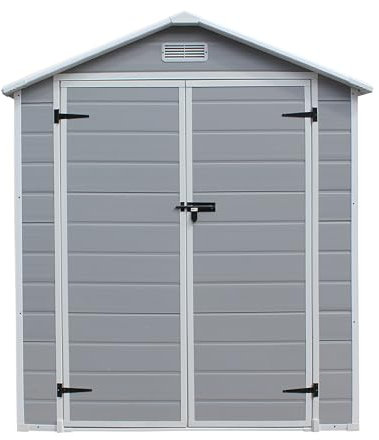 Panana Plastic Garden Storage Outdoo Shed House, Grey, 6X4FT