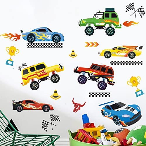 Runtoo Wandtattoo Autos Junge Wandaufkleber Vintage Rennauto Wandsticker Kinderzimmer Babyzimmer Wanddeko