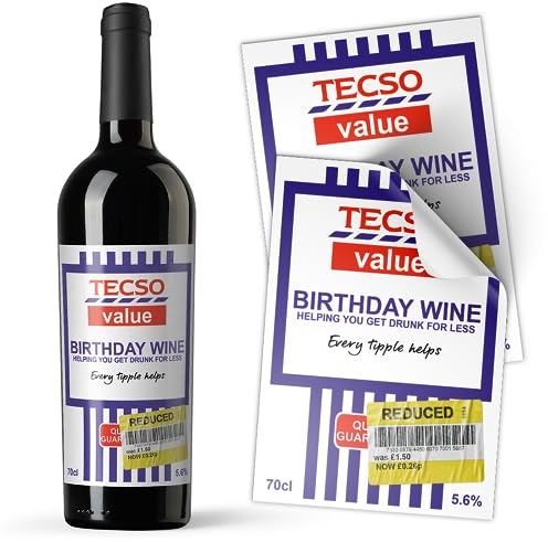 [3 Pack] Funny Wine Xmas Secret Santa Supermarket Budget Alcohol Bottle Gift Novelty Drinks Sticker Label (Birthday Wine [3 Pack])