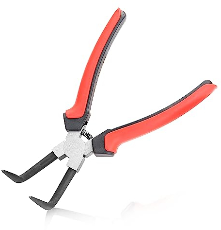 LEONTOOL 7 Inches Internal Master Cylinder Snap Ring Pliers Heavy Duty 90 Degree Long Nose Pliers with TPR Handle Internal Ring Retaining Circlip Pliers Ring Remover Pliers for Trucks Motorcycles Cars