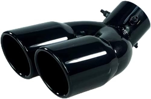URFEDA 63mm Auspuffblende Doppelrohr Auto Universell Auspuff Schalldämpfer Endrohr Edelstahl Auspuffrohr Endschalldämpfer Auspuffendrohr Gebogener Doppelauslass Rundmund Endrohr