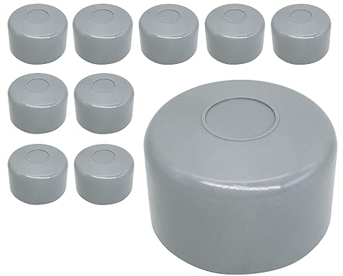 SKIR'CO Tapas para postes de valla, tapas redondas de plástico gris de 51 mm para postes de valla redondos, cubiertas de postes de valla, ventana gris RAL 7040 color (10 unidades)