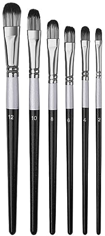 6Pcs Nylon Hair Art Paint Brush Filbert Paint Brushes Artist Paintbrushes for Acrylic Oil Watercolor Gouache Painting Fine Tip Paint Brush for Beginners and Professionals