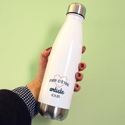 CADEAUX.COM - Gourde Personnalisable - Fier d'être Artiste - Gourde Isotherme Personnalisée - 500ml - Bouteille Thermos avec Message - Idée Cadeau Original- Cadeau Homme - Cadeau Femme