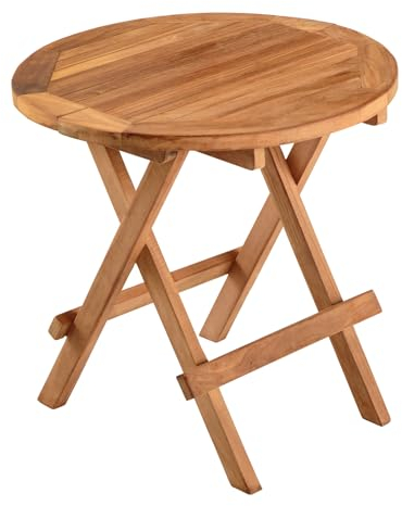 riess-ambiente.de Massiver Gartenbeistelltisch Empire Teak Ø50cm Natur Teakholz klappbar