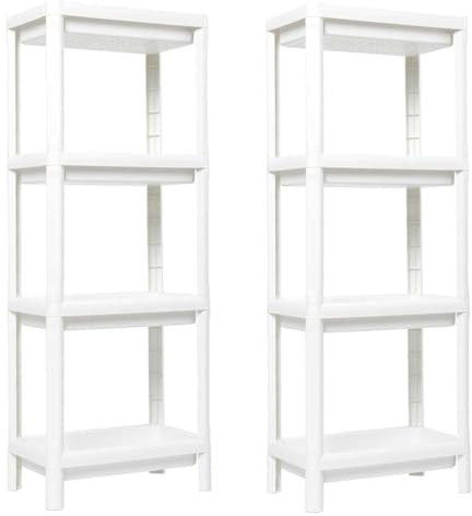 Ondis24 Badregal 38 x 23 x 100 (H) cm, Kunststoffregal, Steckregal, Badezimmerregal, Haushaltsregal schmal, 4 Böden (Anthrazit) (Weiß, 2 Stück)