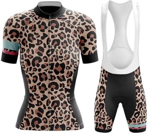 Completo Ciclismo Donna Estivo Abbigliamento Bici MTB Maglia Ciclista Manica Corta,Maglietta Bicicletta Shirt e Salopette Pantaloncini con 19D Gel Imbottiti,Tuta Ciclo Asciugatura Rapida Traspirante