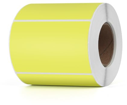 YIKIADA Gelb Thermo-Etikett Vinyl 50 × 76 mm Rolle Rechteckig Selbstklebend Adressaufkleber Wasserdicht Aufkleber für Name Barcode QR Code DIY 500 Stück