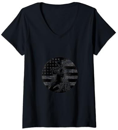 Womens Wood Chopper American Flag USA Flag V-Neck T-Shirt