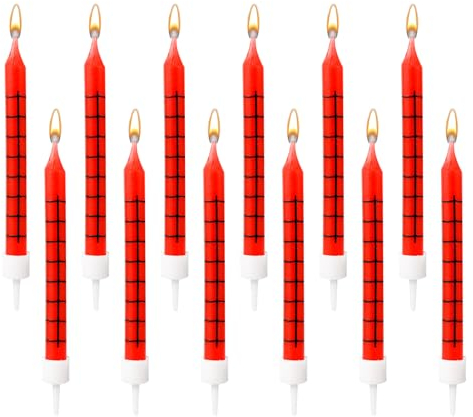 12 Stück Geburtstagskerzen mit Spinnen Motiv, Rote Spinnennetz Kerzen Tortenaufsatz Kerze für Geburtstagsfeier Halloween Party Dekoration mit Spinnen Motto