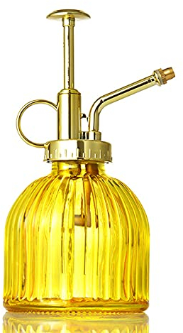 TITA-DONG Flacon Pulvérisateur en Verre de 200 Ml, Pulvérisateur de Plantes Vintage, Brumisateur de Fleurs de Jardin, Petit Arrosoir Décoratif, Petit Pulvérisateur de Plantes pour Plantes(Jaune)