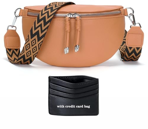 SOGYECS Bauchtasche Damen Veganes Leder Crossbody Bag Damen Umhängetasche Damen Klein Handytasche Zum Umhängen Orange