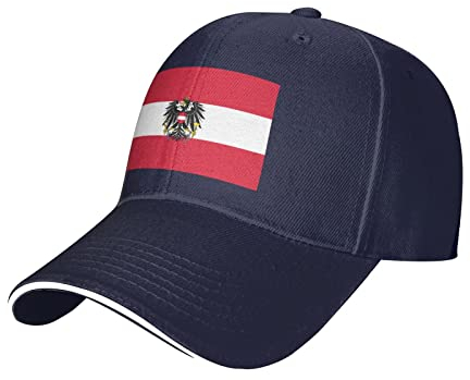 GeRRiT Baseballkappe, Motiv: Flagge Österreich, Entenzunge, klassische Baseballkappe, für Herren und Damen, Schwarz, marineblau, One size