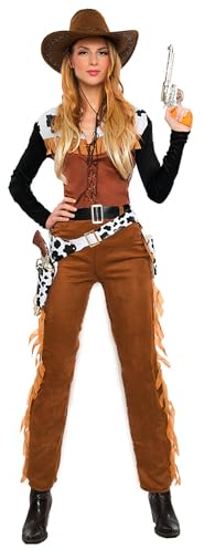 Boland - Kostüm Cowgirl für Damen, 3-teilig, Faschingskostüm für Mottoparty, Halloween oder Karneval, Wilder Westen, Cowboy